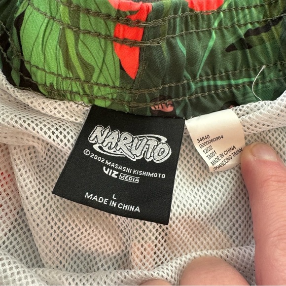 Naruto Swim Trunks Shorts 7" Elastic Waist Size Large Orange Green NWT A… - Picture 4 of 6
